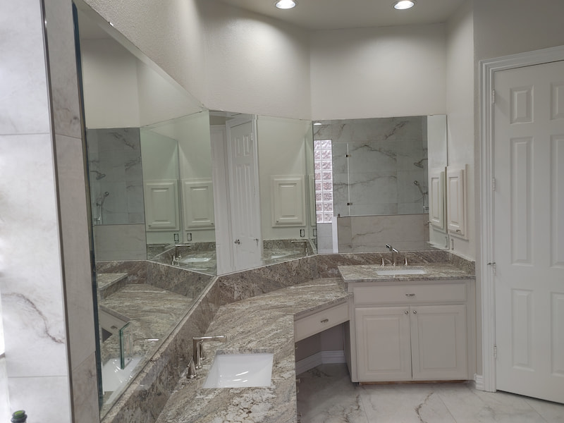 Custom mirror installation by Artisan Glass Designs in DFW